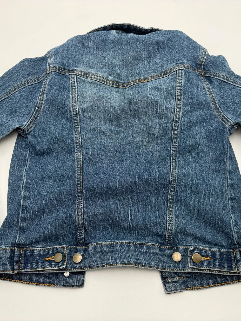 Nowadays Girls Denim Jacket Medium Blue Floral Embroidered Button Front Jean